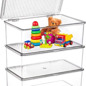 3-piece small stackable storage bin set with lids